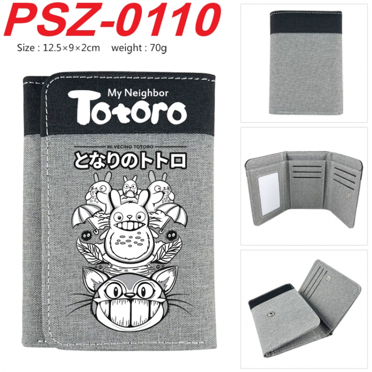 TOTORO Anime color blocked three fold concealed wallet 12.5X9X2CM 70G