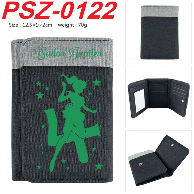 sailormoon Anime color blocked three fold concealed wallet 12.5X9X2CM 70G