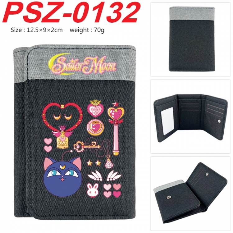 sailormoon Anime color blocked three fold concealed wallet 12.5X9X2CM 70G