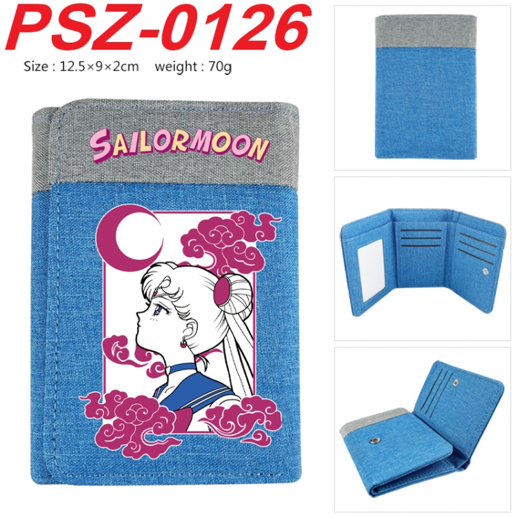 sailormoon Anime color blocked three fold concealed wallet 12.5X9X2CM 70G