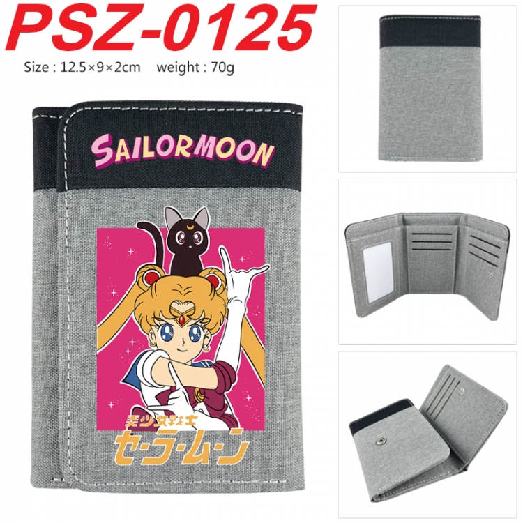 sailormoon Anime color blocked three fold concealed wallet 12.5X9X2CM 70G