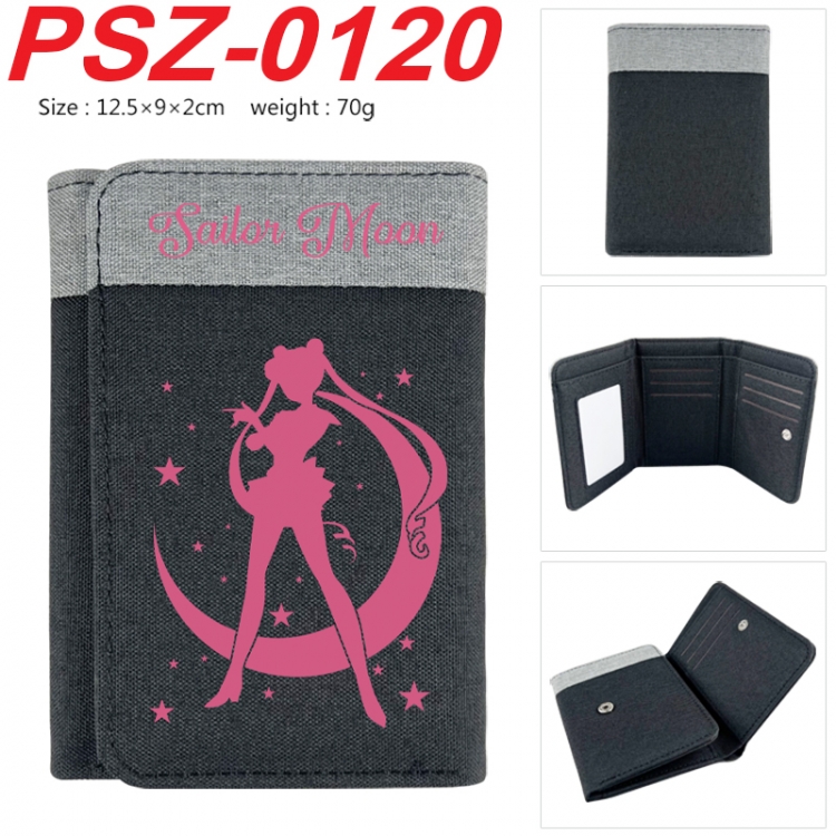 sailormoon Anime color blocked three fold concealed wallet 12.5X9X2CM 70G