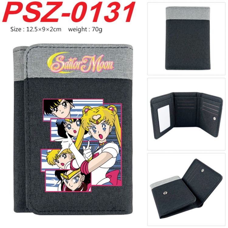 sailormoon Anime color blocked three fold concealed wallet 12.5X9X2CM 70G