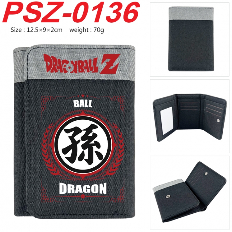 DRAGON BALL Anime color blocked three fold concealed wallet 12.5X9X2CM 70G