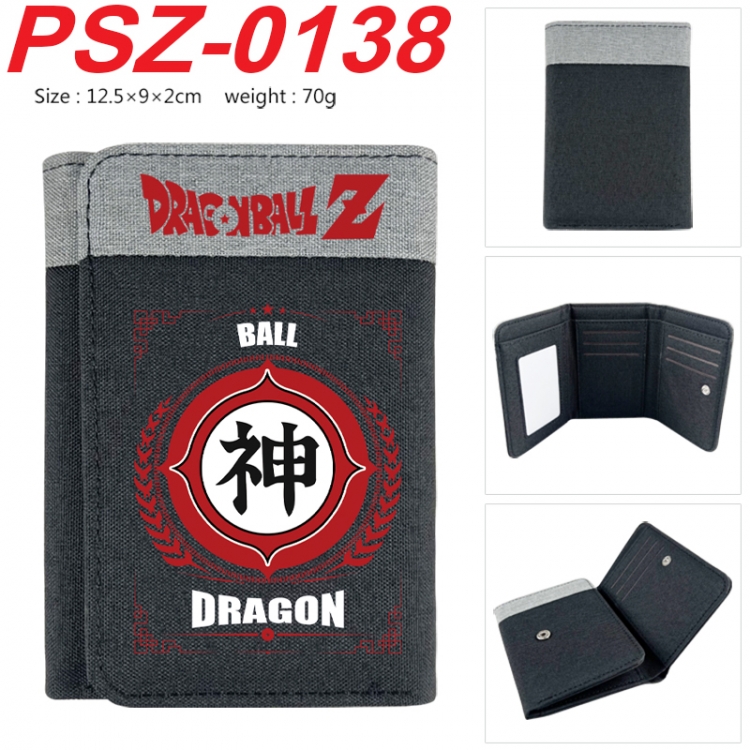 DRAGON BALL Anime color blocked three fold concealed wallet 12.5X9X2CM 70G