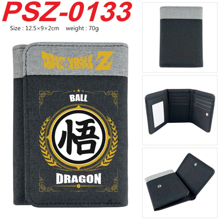 DRAGON BALL Anime color blocked three fold concealed wallet 12.5X9X2CM 70G