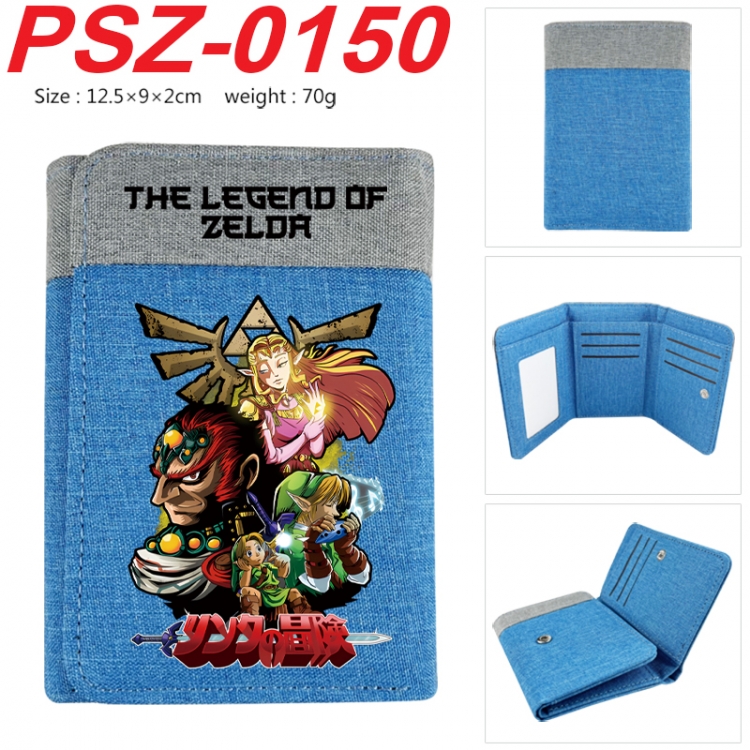 The Legend of Zelda Anime color blocked three fold concealed wallet 12.5X9X2CM 70G