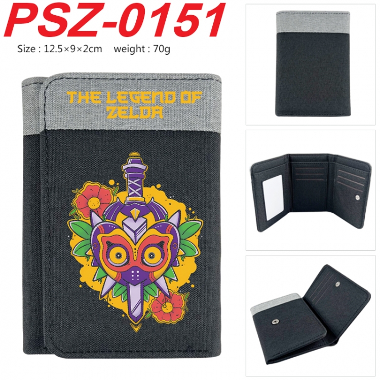 The Legend of Zelda Anime color blocked three fold concealed wallet 12.5X9X2CM 70G