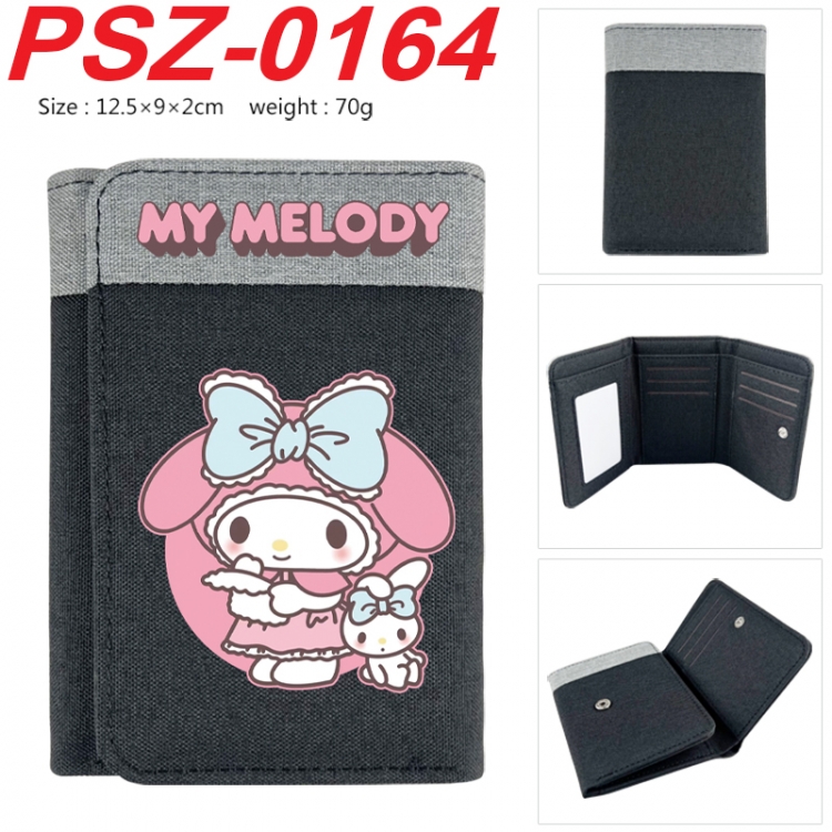 sanrio Anime color blocked three fold concealed wallet 12.5X9X2CM 70G