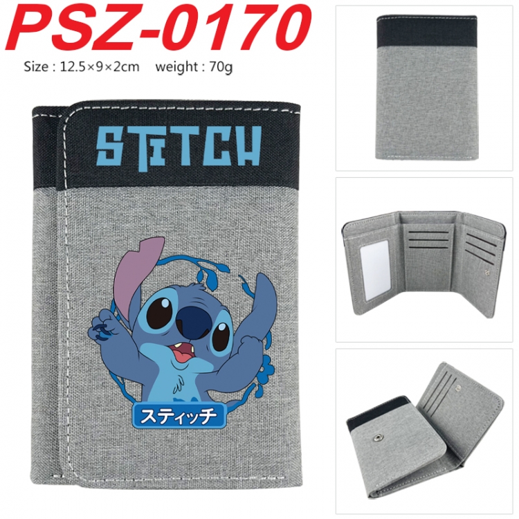 Lilo & Stitch Anime color blocked three fold concealed wallet 12.5X9X2CM 70G