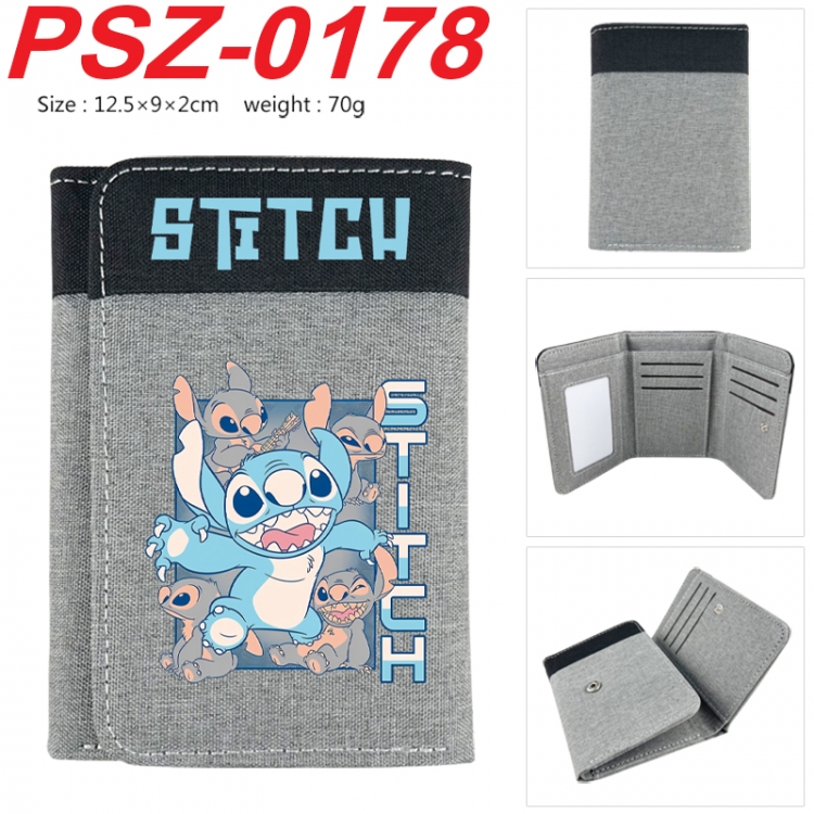 Lilo & Stitch Anime color blocked three fold concealed wallet 12.5X9X2CM 70G