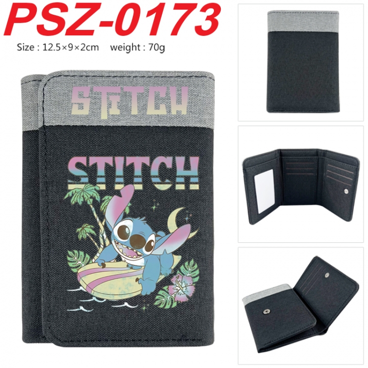 Lilo & Stitch Anime color blocked three fold concealed wallet 12.5X9X2CM 70G