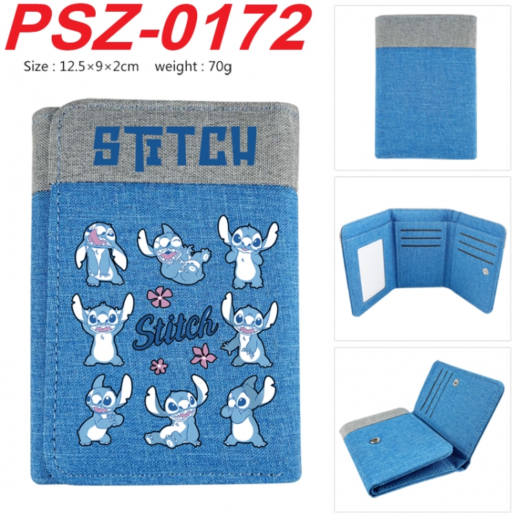 Lilo & Stitch Anime color blocked three fold concealed wallet 12.5X9X2CM 70G