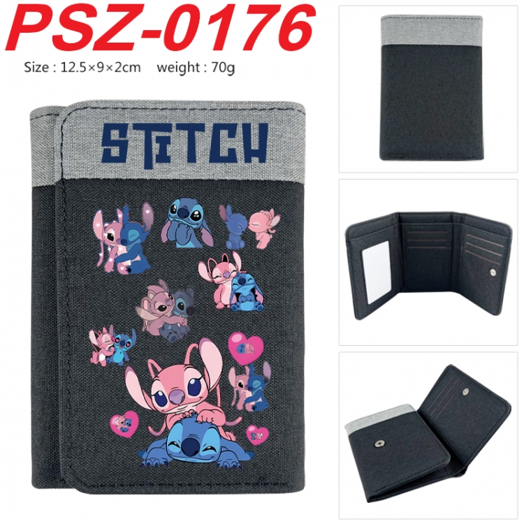 Lilo & Stitch Anime color blocked three fold concealed wallet 12.5X9X2CM 70G