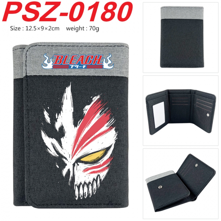 Bleach Anime color blocked three fold concealed wallet 12.5X9X2CM 70G