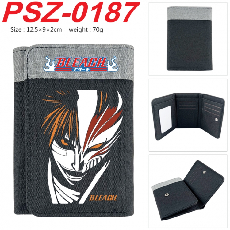 Bleach Anime color blocked three fold concealed wallet 12.5X9X2CM 70G