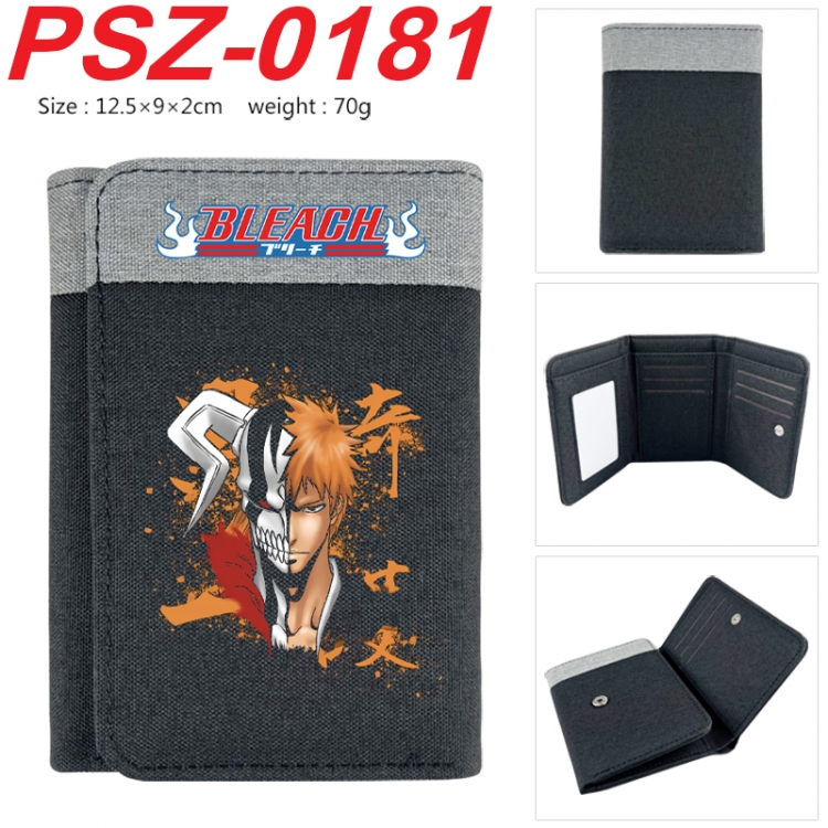 Bleach Anime color blocked three fold concealed wallet 12.5X9X2CM 70G