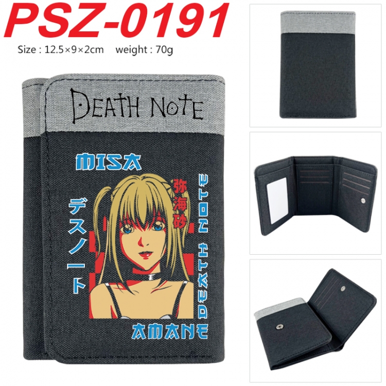 Death note Anime color blocked three fold concealed wallet 12.5X9X2CM 70G