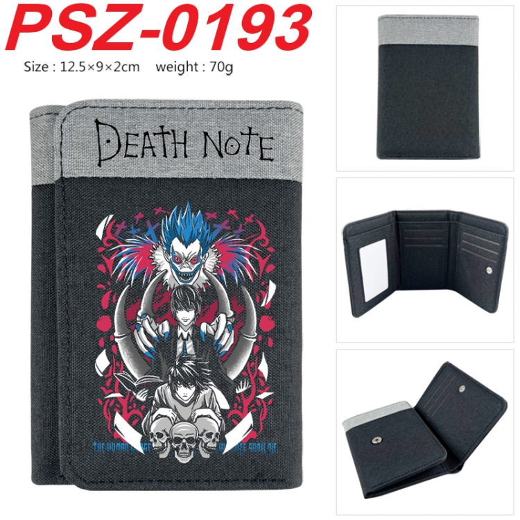 Death note Anime color blocked three fold concealed wallet 12.5X9X2CM 70G