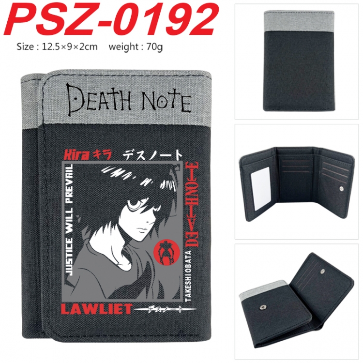 Death note Anime color blocked three fold concealed wallet 12.5X9X2CM 70G