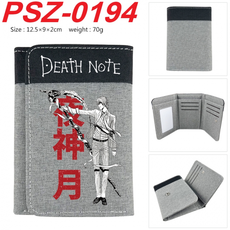 Death note Anime color blocked three fold concealed wallet 12.5X9X2CM 70G