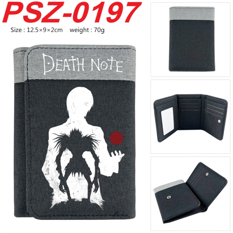 Death note Anime color blocked three fold concealed wallet 12.5X9X2CM 70G