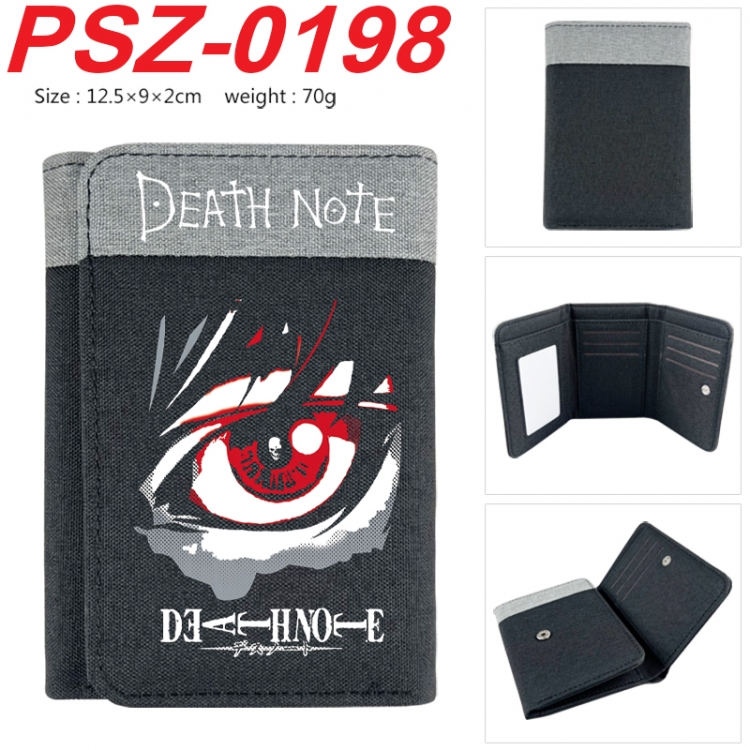 Death note Anime color blocked three fold concealed wallet 12.5X9X2CM 70G