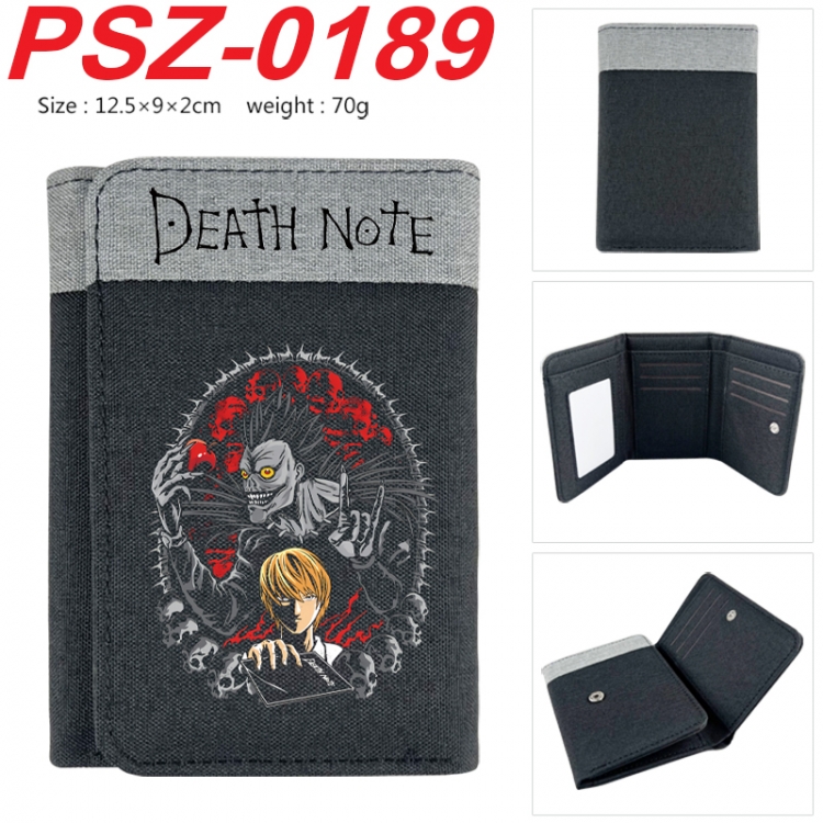 Death note Anime color blocked three fold concealed wallet 12.5X9X2CM 70G