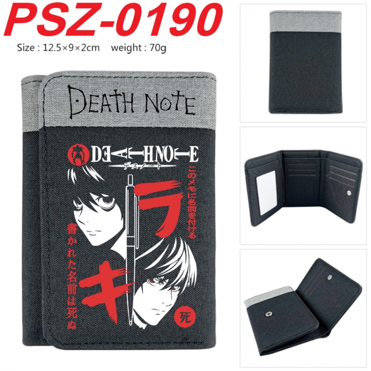 Death note Anime color blocked three fold concealed wallet 12.5X9X2CM 70G