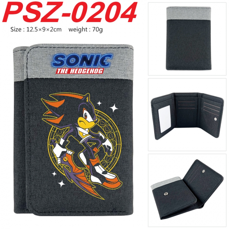 Sonic The Hedgehog Anime color blocked three fold concealed wallet 12.5X9X2CM 70G