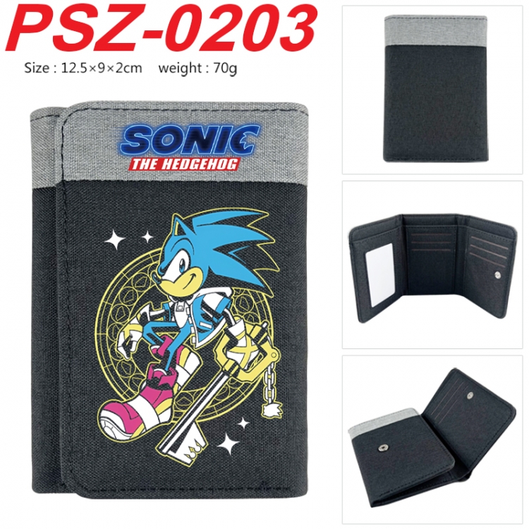 Sonic The Hedgehog Anime color blocked three fold concealed wallet 12.5X9X2CM 70G