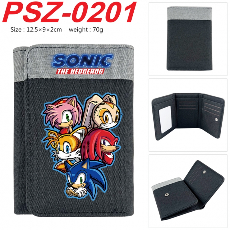 Sonic The Hedgehog Anime color blocked three fold concealed wallet 12.5X9X2CM 70G