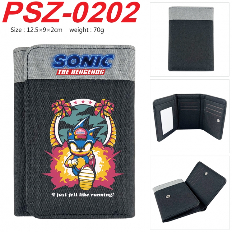 Sonic The Hedgehog Anime color blocked three fold concealed wallet 12.5X9X2CM 70G