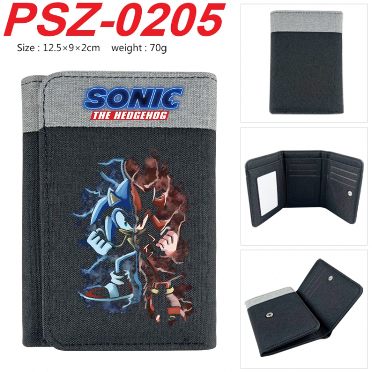 Sonic The Hedgehog Anime color blocked three fold concealed wallet 12.5X9X2CM 70G