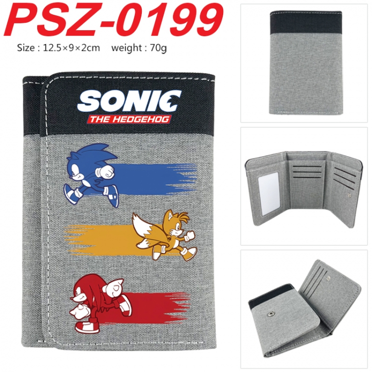 Sonic The Hedgehog Anime color blocked three fold concealed wallet 12.5X9X2CM 70G