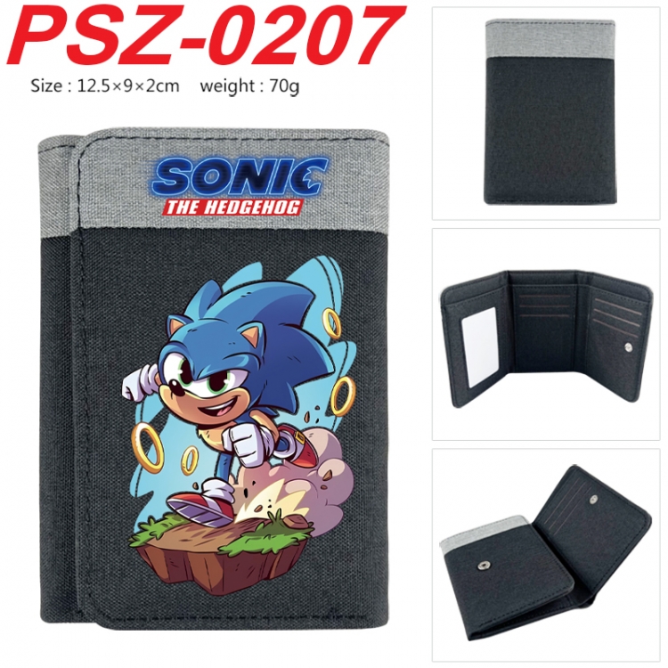 Sonic The Hedgehog Anime color blocked three fold concealed wallet 12.5X9X2CM 70G