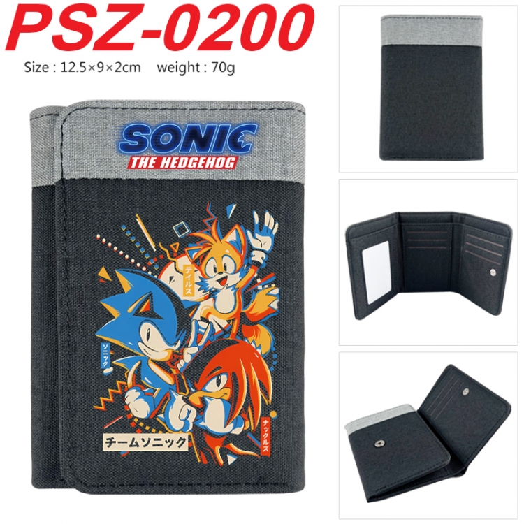 Sonic The Hedgehog Anime color blocked three fold concealed wallet 12.5X9X2CM 70G