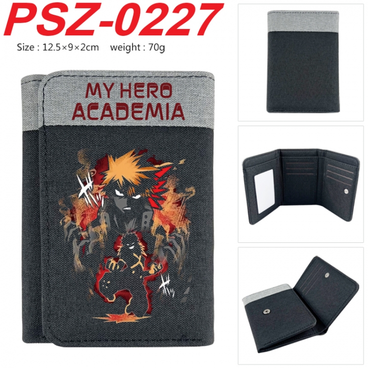 My Hero Academia Anime color blocked three fold concealed wallet 12.5X9X2CM 70G