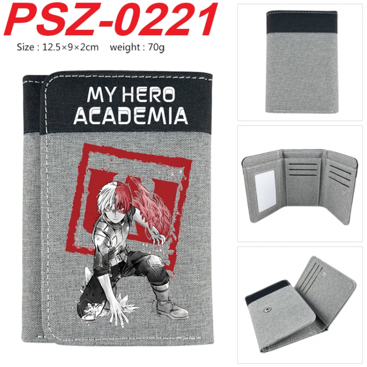 My Hero Academia Anime color blocked three fold concealed wallet 12.5X9X2CM 70G