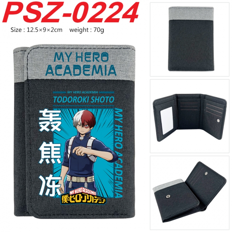 My Hero Academia Anime color blocked three fold concealed wallet 12.5X9X2CM 70G