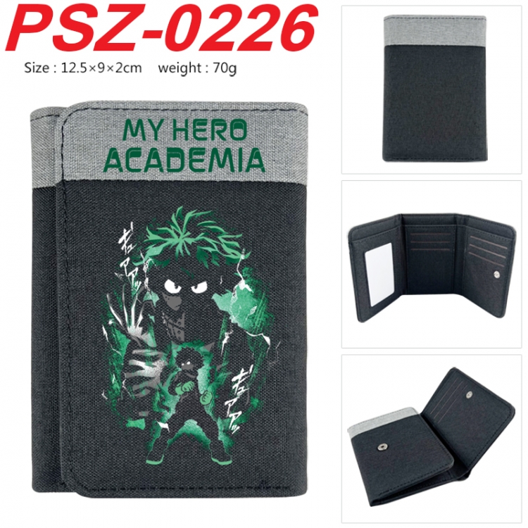 My Hero Academia Anime color blocked three fold concealed wallet 12.5X9X2CM 70G