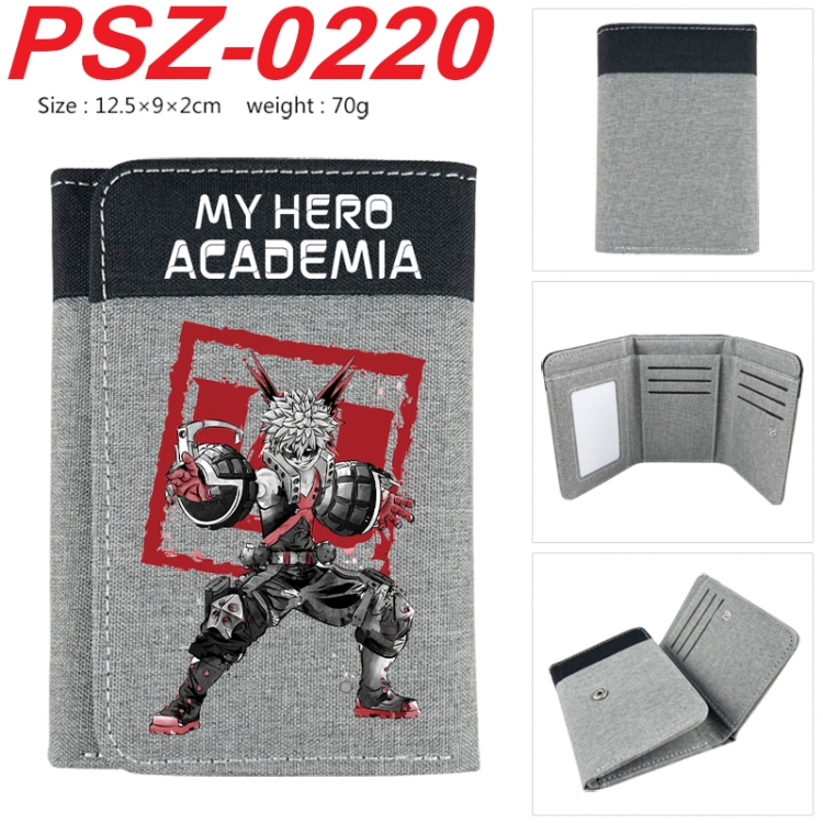 My Hero Academia Anime color blocked three fold concealed wallet 12.5X9X2CM 70G