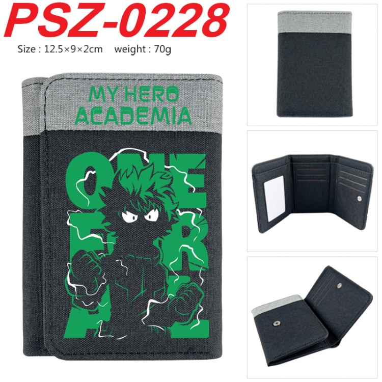 My Hero Academia Anime color blocked three fold concealed wallet 12.5X9X2CM 70G