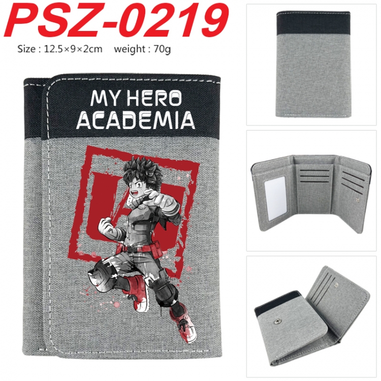 My Hero Academia Anime color blocked three fold concealed wallet 12.5X9X2CM 70G