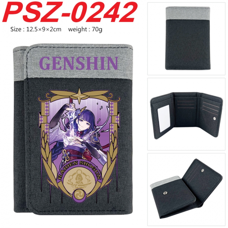 Genshin Impact Anime color blocked three fold concealed wallet 12.5X9X2CM 70G