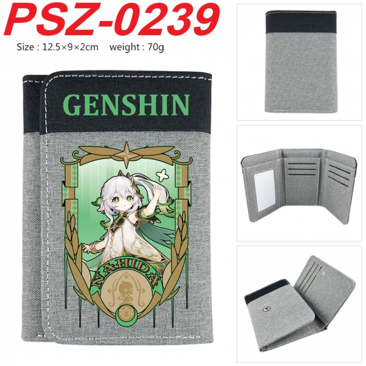 Genshin Impact Anime color blocked three fold concealed wallet 12.5X9X2CM 70G