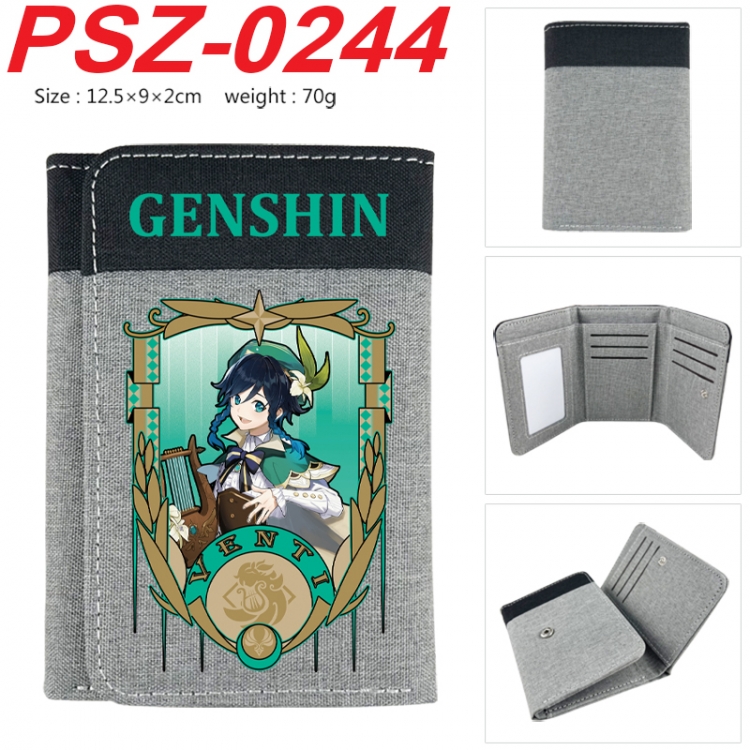 Genshin Impact Anime color blocked three fold concealed wallet 12.5X9X2CM 70G