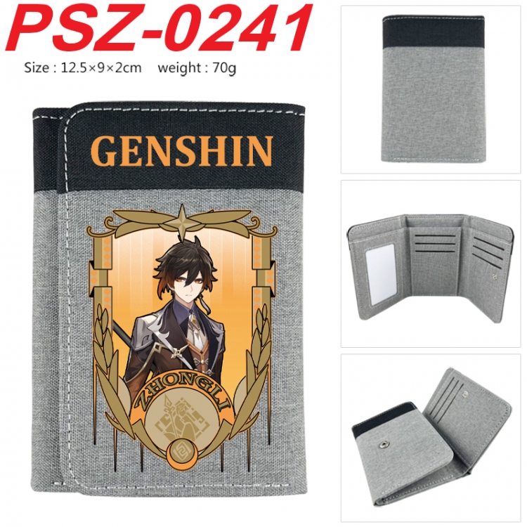 Genshin Impact Anime color blocked three fold concealed wallet 12.5X9X2CM 70G