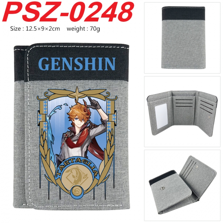 Genshin Impact Anime color blocked three fold concealed wallet 12.5X9X2CM 70G