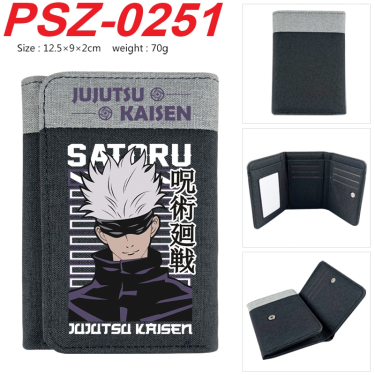 Jujutsu Kaisen Anime color blocked three fold concealed wallet 12.5X9X2CM 70G